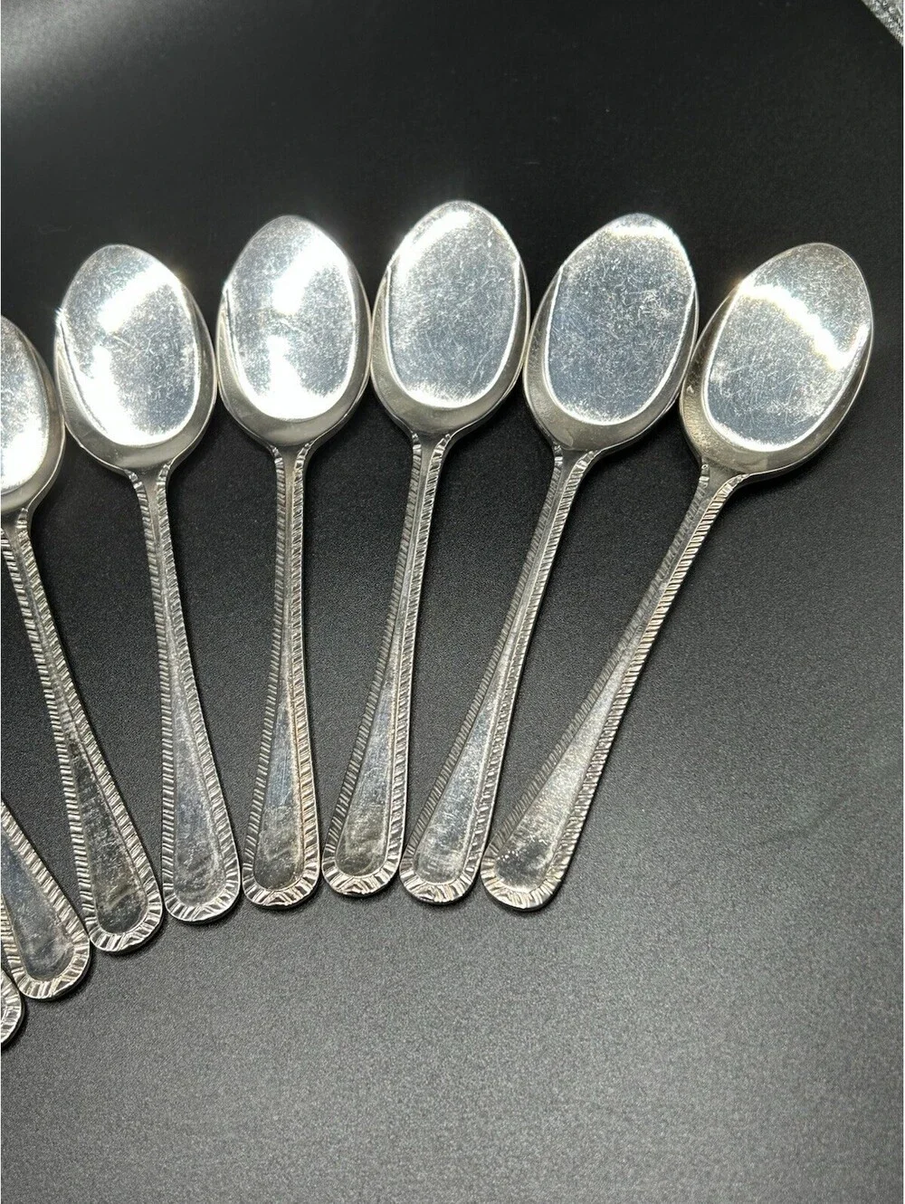 Vintage Set Of 10 Heritage Birmingham Teaspoon Silver Plated Solid Handle 5.5 in